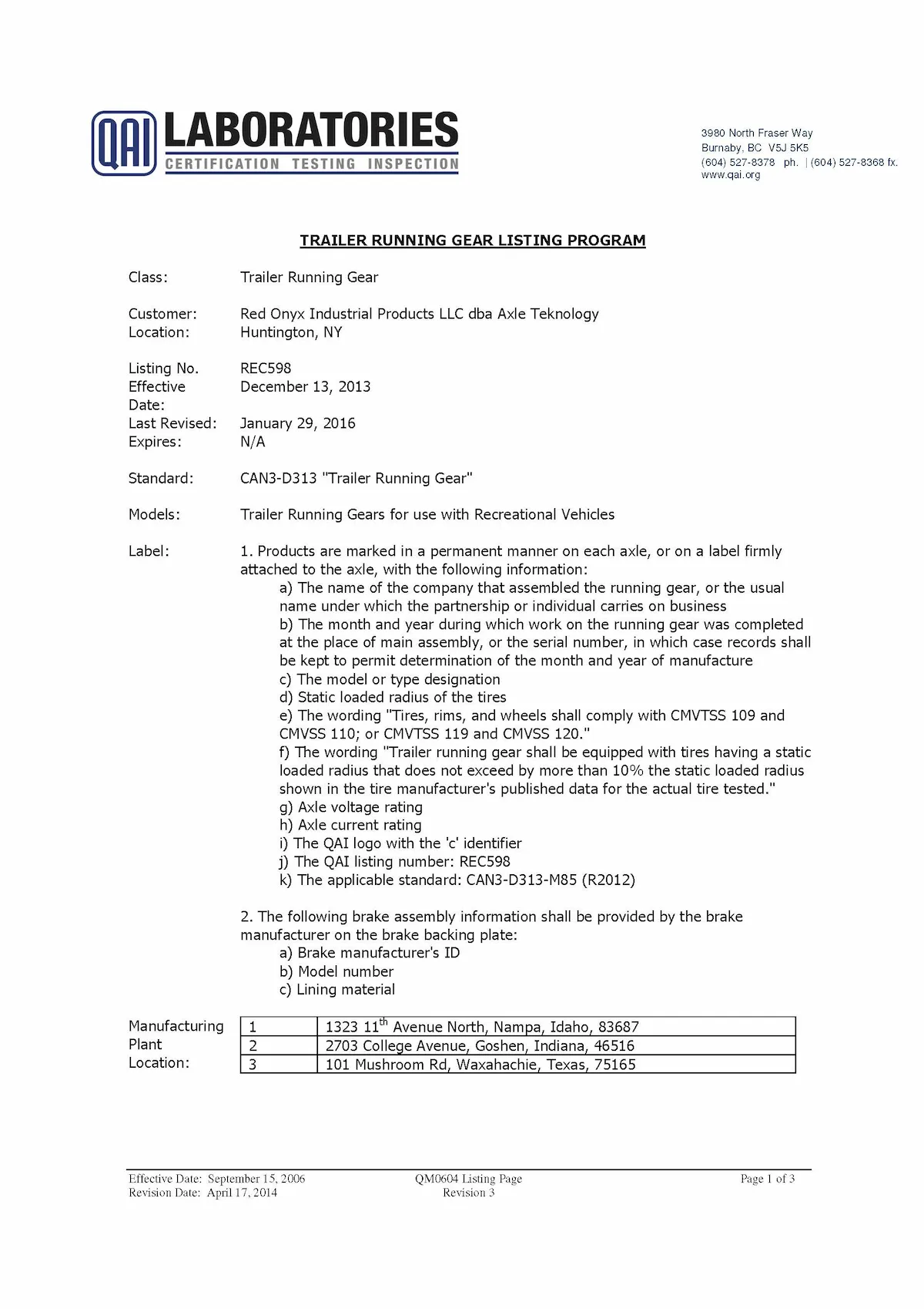 Compliance Certificate